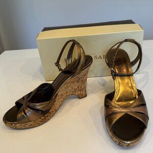 Franco Sarto Cork Wedge Platform Sandals 8 M In Box
